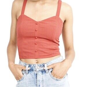 A&F CROPPED SWEETHEART CAMI RASPBERRY SORBET, Size XS